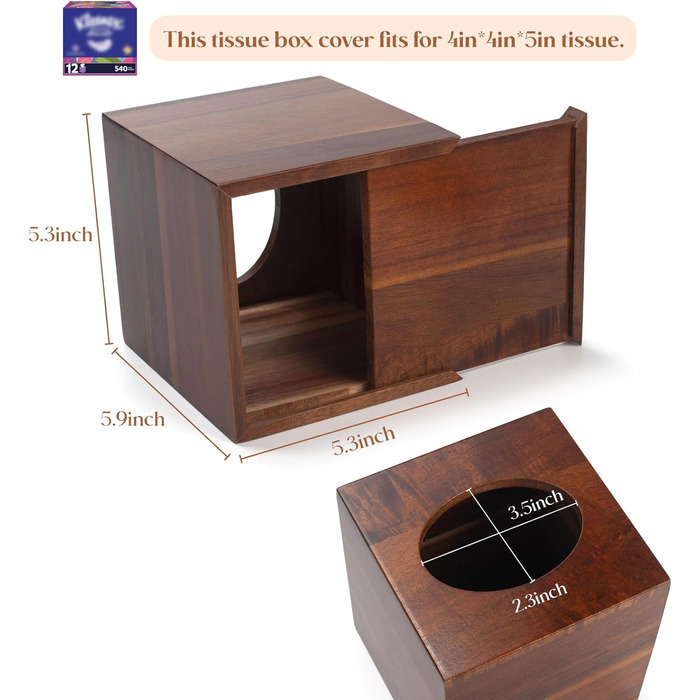 Диспенсер для серветок Akazienholz, дерев'яний органайзер для серветок, кубічної форми, для ванної кімнати, вітальні, обіднього столу, декоративний, 13,5 x 13,5 x 15 см