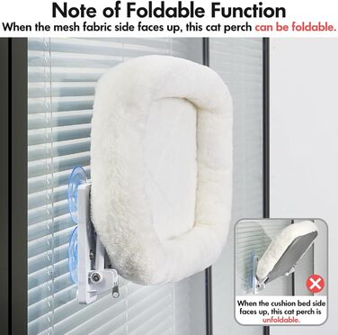 Крісло-гамак для котів на вікно 60x30 см, розкладне, сірий (білий, 30x60 см), до 18 кг