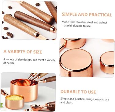 1 Backing Tools, Wiggle Spoon, Measuring Spoon, Mini Salt, Kitchen Accessories, Fruit Measuring Cup, Stainless Steel, Milk Powder Spoon, Graduated Cups, Stainless Steel, Metal, Walnut