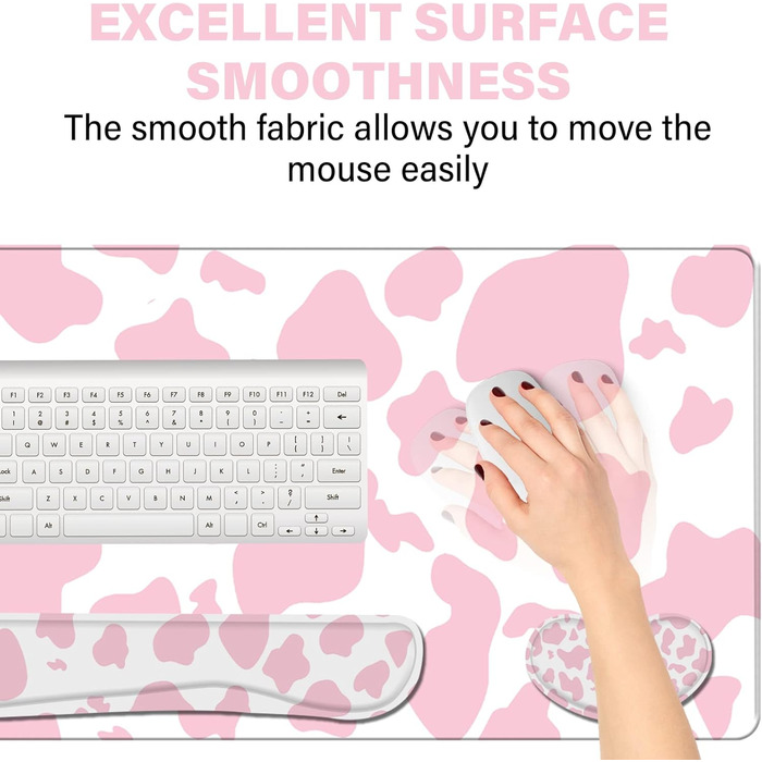 Килимок для миші 80x40 см 3-в-1 з підставкою для зап'ястя та клавіатури, рожевий (J2)