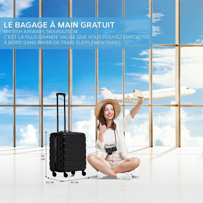 Чохол для багажу Flight Knight: легкий, жорсткий, на 4 колесах, ручна поклажа (56x45x25 см)