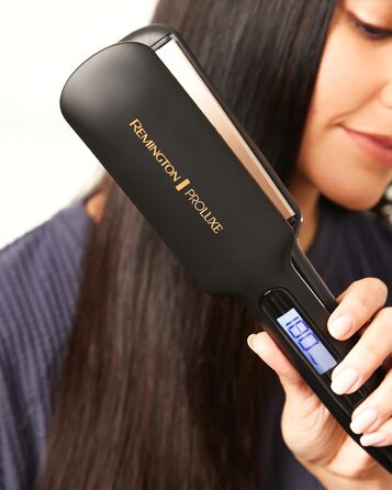 Випрямляч для волосся Remington Proluxe S9150B: широкі керамічні пластини, технологія OPTIheat, цифровий дисплей