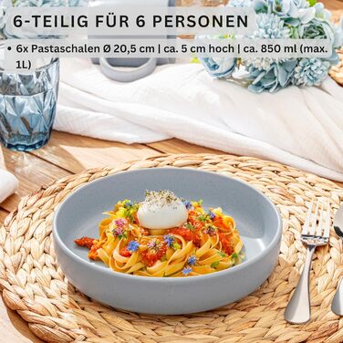 Набір посуду SÄNGER Steingut 12 предметів: тарілки для 4 осіб (4 великі, 4 десертні, 4 глибокі), кольоровий, стійкий до подряпин, VALUE COLLECTION (Leeds Sterling, 6 салатників)