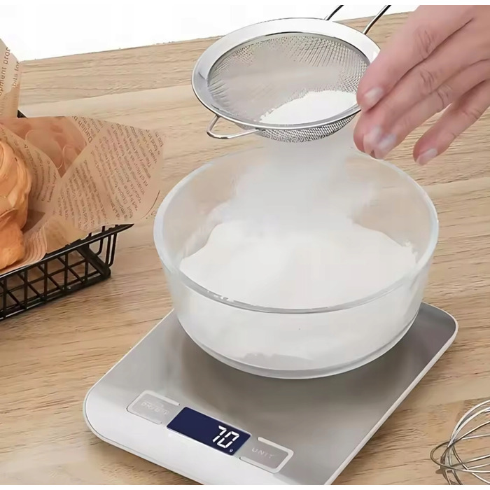 Електронні кухонні ваги високої точності 10 кг/1 г з вбудованим акумулятором та LCD-дисплеєм