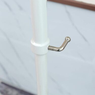 Clothes Rack, Coat Rack with Shoe Storage, Width 136cm, Vintage Style Metal, Height Adjustable from 126 to 200 cm (White)