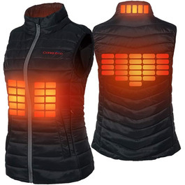 CONQUECO Обогревна жилетка для жінок з акумулятором: степна жилетка для зими з акумулятором 10000mAh та зарядним пристроєм для активного відпочинку, катання на лижах, повсякденного носіння, чорна, розмір M