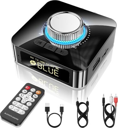 Bluetooth аудіоприймач GlasFlength: HiFi стереосистема з низькою затримкою, Aux 3.5mm RCA, для TV/Лауншпекерів/ПК