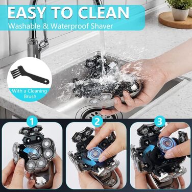 Електричний чоловічий голкострум OFFCUP Glatzen з 9D голками, водонепроникний IPX6, з LED-дисплеєм та тримером для носа (6 в 1)