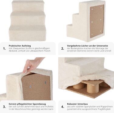 Сходинка для тварин tectake®: для собак та котів, допомога у підйомi, знімний чохол, плоскі сходинкі, для софи, ліжка, авто (7 x 45 x 4,5 см)