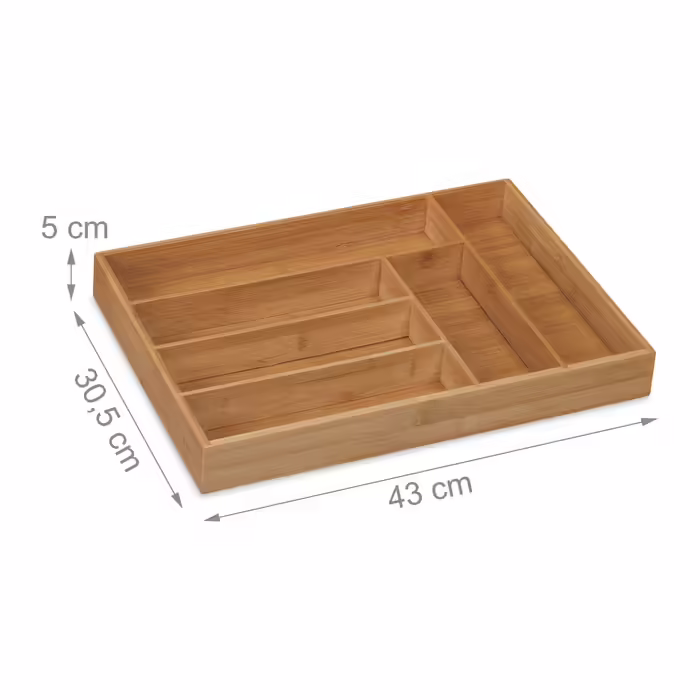 Relaxdays Bamboo Cutlery Box with 6 Compartments