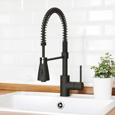 Кухонний змішувач Lenz KALANI² в стилі - з регульованою насадкою для миття посуду – легка установка та висока якість обробки – 46070322 (Для високого тиску, Чорний)