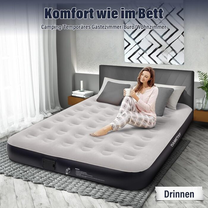 Надувне ліжко для двох осіб з автоматичним накачуванням, 198x152x25 см, Deep Blue