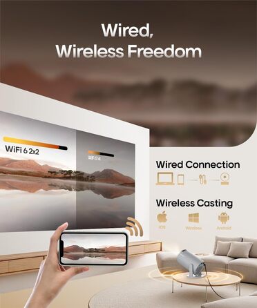 Міні проектор Beamer 4K Android 11, Smart проектор 5G WiFi 6 BT 5.4, Full HD 1080P, 200ANSI, 8000 люмен, Автоматичне виправлення трапецеїдальних спотворень (Сірий), Ручне фокусування