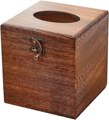 SINOBEST Wooden Tissue Box, Decorative, Square, Napkin Holder for Bathroom and Home Decor