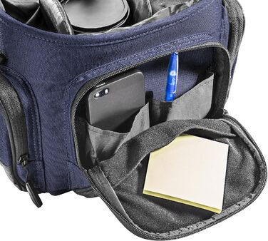 Сумка для камери Mantona Premium - підходить для камер DSR та DSM з об'єктивом (з пилозахистом, м'яким ремінцем, блискавкою, регульованим внутрішнім відділенням) (L, Синій)