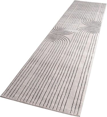 Килимок для вітальні TT Home з коротким ворсом, геометричний дизайн, абстрактний стиль, сірий колір, 80x150 см