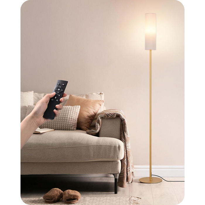 LED торшер Edishine для вітальні та спальні, 165 см, з пультом, диммування, 3 колірні температури (3000K-6000K), золото, E27