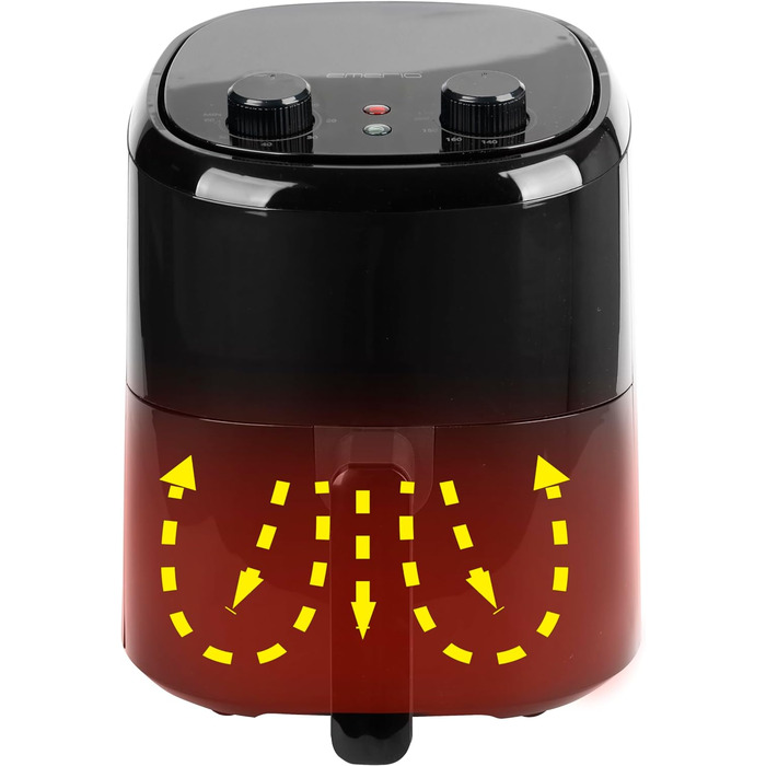 Аерофритюрниця Emerio 2.2L, без олії, 1000Вт, для однієї особи, швидкий нагрів, BPA Free, Cool Touch