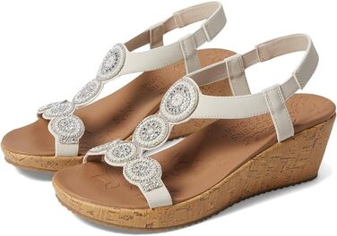 Босоніжки жіночі Skechers Beverlee Date Glam на танкетці, кремовий колір, 38 EU