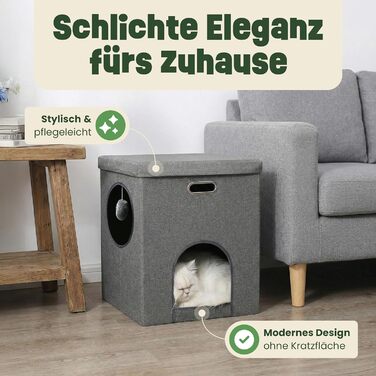 Будиночок-печера для котів Zooprinz Katzenhöhle – затишна печера для котів, тепле котяче ліжко бежевого кольору з подушкою, котячий будиночок для дому як місце для укриття та відпочинку (46 × 41,5 × 60 см)