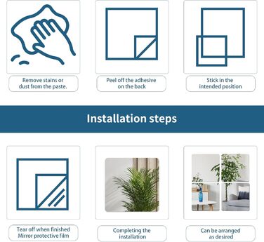 Дзеркала самоклеючі, 30 x 40 см, 6 шт. - гнучкі акрилові дзеркала для стін та шаф