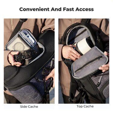 Рюкзак для камери K&F Concept 30L, водонепроникний, з захистом від дощу, для DSLR/SLR, 16