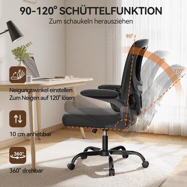 Офісний стіл Naspiro, ергономічне крісло з регульованою підголівником, підлокітниками та підтримкою попереку, поворотне крісло з дихаючою сіткою для дому та офісу (Чорний 2, без підголівника)