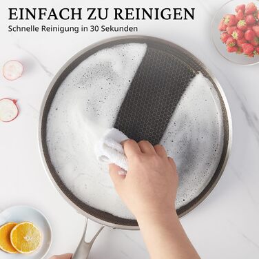 Сковорода для млинців KOKHUB з нержавіючої сталі 28 см з антипригарним покриттям та стільниковим малюнком, для індукційних, електричних та газових плит