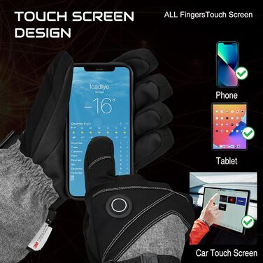 Гріючі рукавички 7.4V 3000mAh для жінок та чоловіків, гріючі рукавички для катання на лижах, сноуборді, мотоциклі, велосипеді, риболовлі, чорний