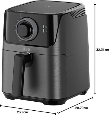 AEG AF5-1-4GB Hot Air Fryer/Frying/Grilling/Roasting/Baking/with little to no oil / 2.5 l capacity/dishwasher-safe / 80-200 °C/programmable/black Black 2.5l capacity Series 6000