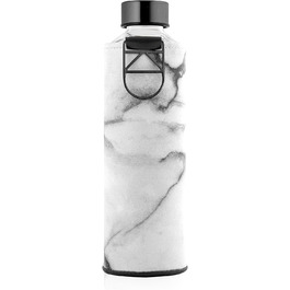 EQUA large drinking bottle with faux leather sleeve, 750 ml, made of borosilicate glass, BPA-free and leak-proof. (Grey/White)