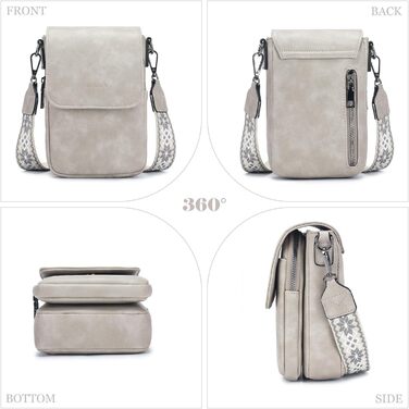 Сумка-органайзер на шию MUIIKOLA з RFID-захистом для смартфонів, веганська шкіра, сіро-бежевий колір