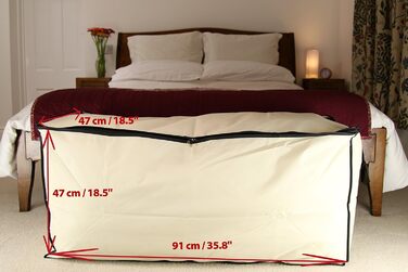 Neusu XXL сумка для зберігання 200 л, 91x47x47 см, міцна 600D, для постільної білизни, одягу, подорожей, до 50 кг, захист від бруду і плісняви, бежева