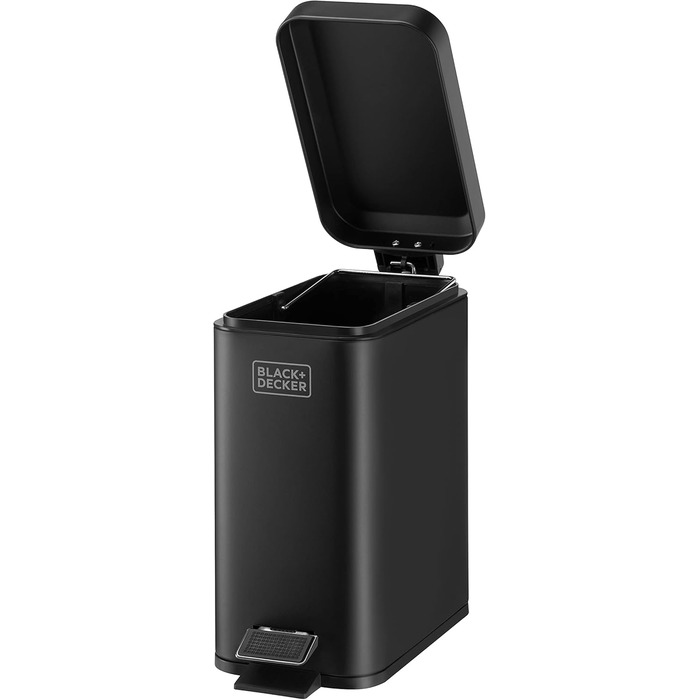 Третеїмер BLACK+DECKER BXBN0007E з м'яким закриттям кришки, нержавіюча сталь, 30 x 14 x 29 см, 5 л, чорний