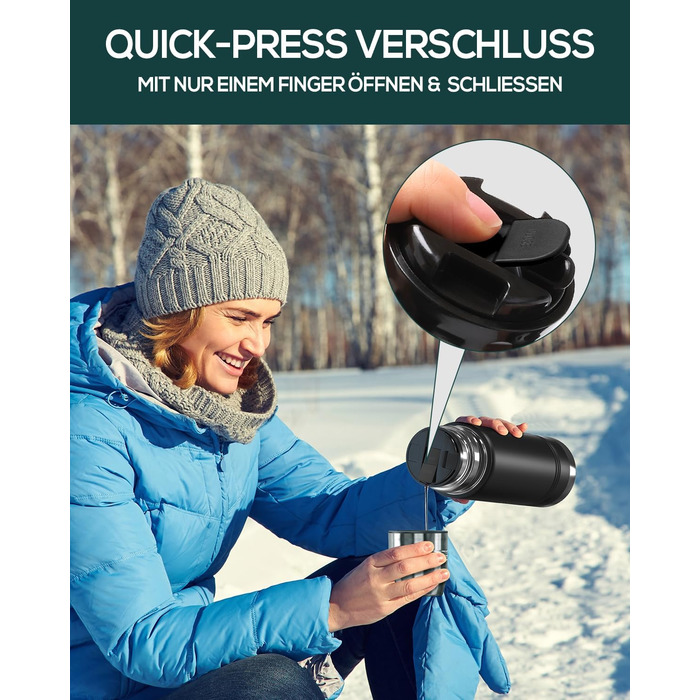 Термотермос, термофляга з нержавіючої сталі, 750 мл, 500 мл, 350 мл, подвійні стінки, без BPA, для газованої води, ізольована пляшка для спорту та відпочинку на природі, чорний колір