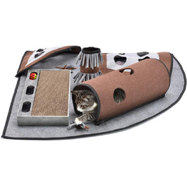 CanadianCat Company | Ultimate Cat Carpet Activity Carpet Calvin Grey/Brown, Intelligence Toy Cat Play Mat, Cat Activity Play Carpet, approx. 90 x 90 x 20 cm