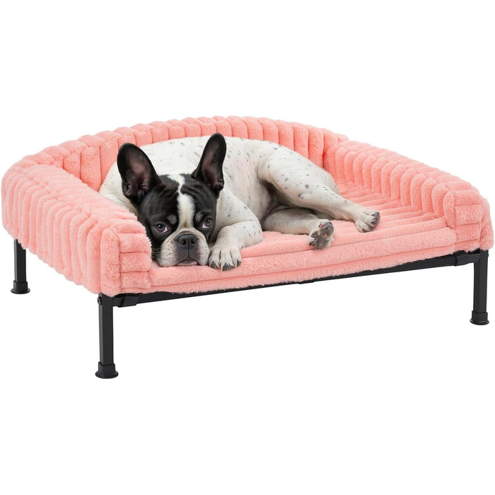 Ліжко для собак Veehoo, софа для маленьких собак, м'яка, з ортопедичним матрацом, 60x45x10 см, білий слонової кістки (рожевий)