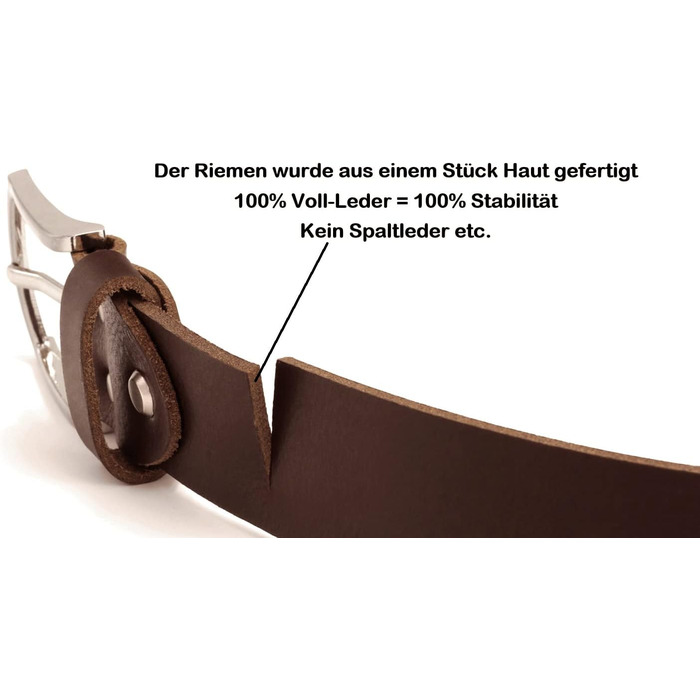 Чоловічий шкіряний ремінь Volmer® з натуральної шкіри буйвола, ширина 38 мм, колір коричневий, регульований, #Br007-02, обхват поясу 95 см, загальна довжина 110 см