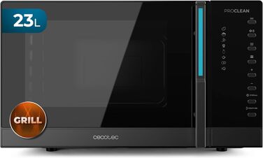 Мікрохвильова піч Cecotec Proclean 5130 з грилем, 23 л, 800/1000 Вт, рівномірне приготування, 5 рівнів потужності, функція розморожування, таймер 60 хв, діаметр обертового столу 285 мм