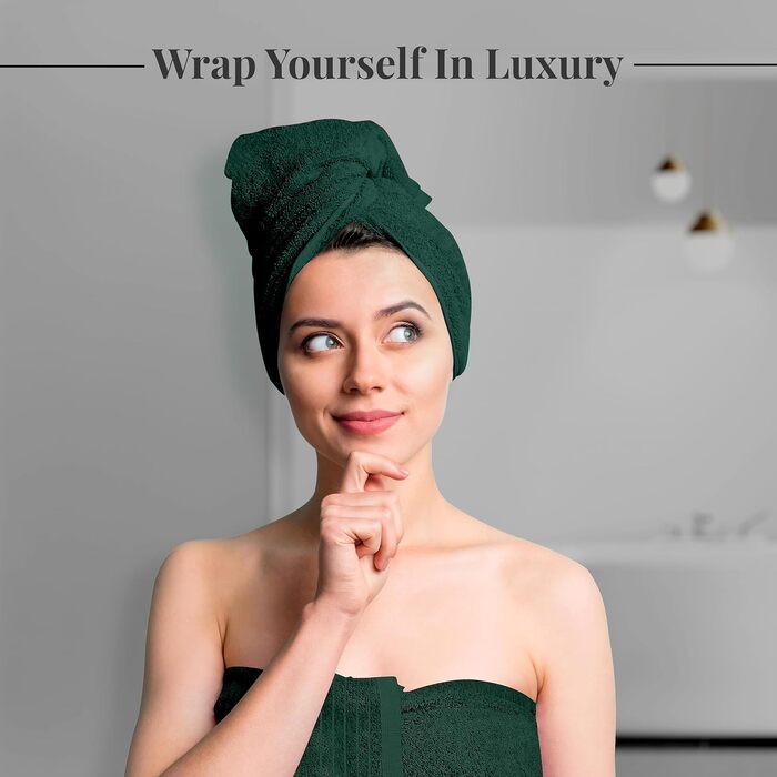 Набір рушників Tens Towels з 100% бавовни, 8 предметів (2 великі банні, 2 для рук, 4 маленькі), гігієнічні та гігроскопічні, колір: мисливський зелений