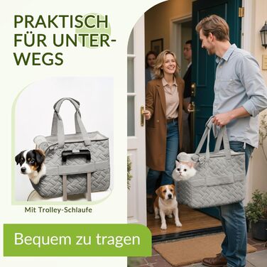 Транспортна переноска для котів та собак, переноска для тварин, сумка-переноска для собак та котів, аксесуари для подорожей, переноска для цуценят, регульований поводок (Сріблястий, L)