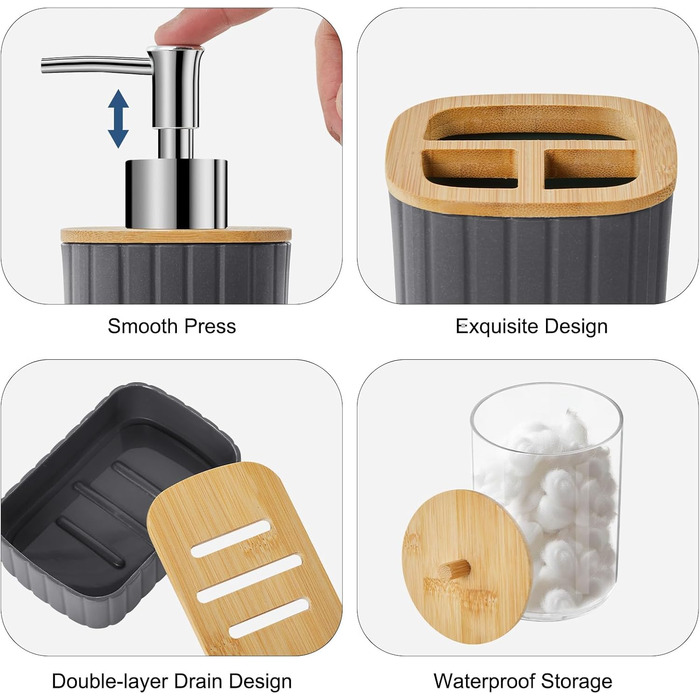 Набір для ванної кімнати Z ZONAMA 24 предмети: душовий завіс, килимок, смітник, тримач для унітазу, дозатор мила. Зелений колір.