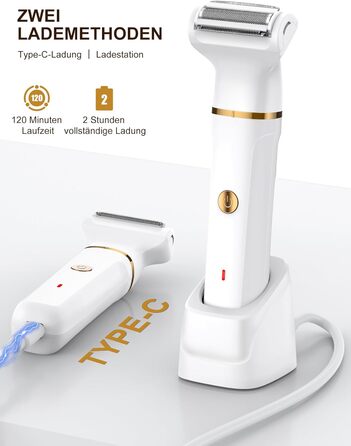 Електричний жіночий тример 3-в-1 для тіла: ноги, руки, зона бікіні. USB, водонепроникний, білий