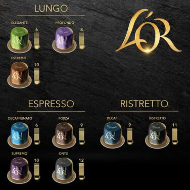 Кавові капсули L'OR Espresso Lungo Estremo для Nespresso, 100 капсул (10 паків по 10 шт)