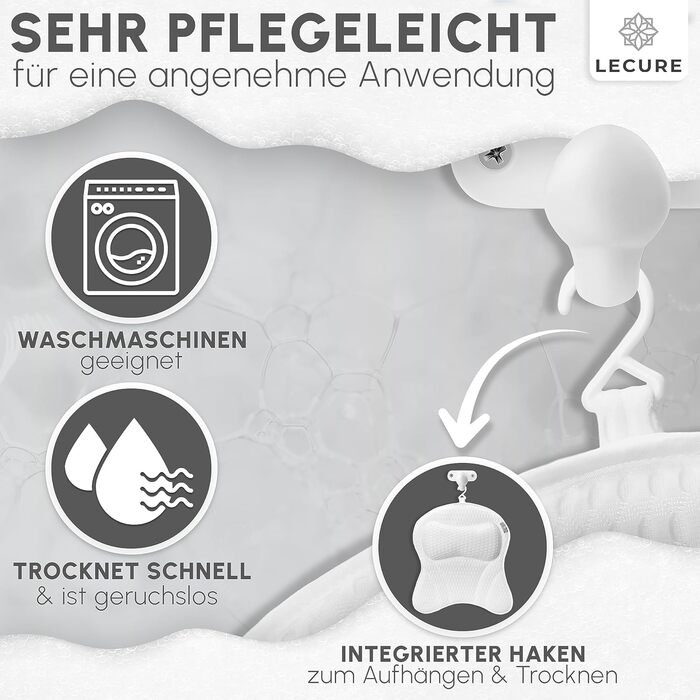 Подушка для ванни з губкою [в комплекті] - Дихаюча подушка для ванни для шиї та спини з ергономічною формою - Якісна подушка для розслаблення