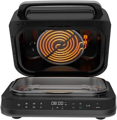 Cecotec Oil-Free Grill Air Fryer 6 L Cecofry FireDome 6000. Air Fryer. 2400 W, 6 cooking modes and 4 grilling levels, adjustable thermostat, including temperature sensor and 6-liter accessories.