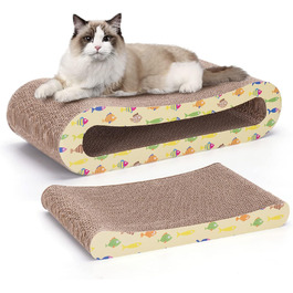 2 x Cat Scratch Board Scratch Cardboard for Cats 2 in 1, Cat Scratcher with Catnip, Recyclable Quality Cardboard Scratch Pad, Scratch Pads Double-Sided Available (1 Piece)