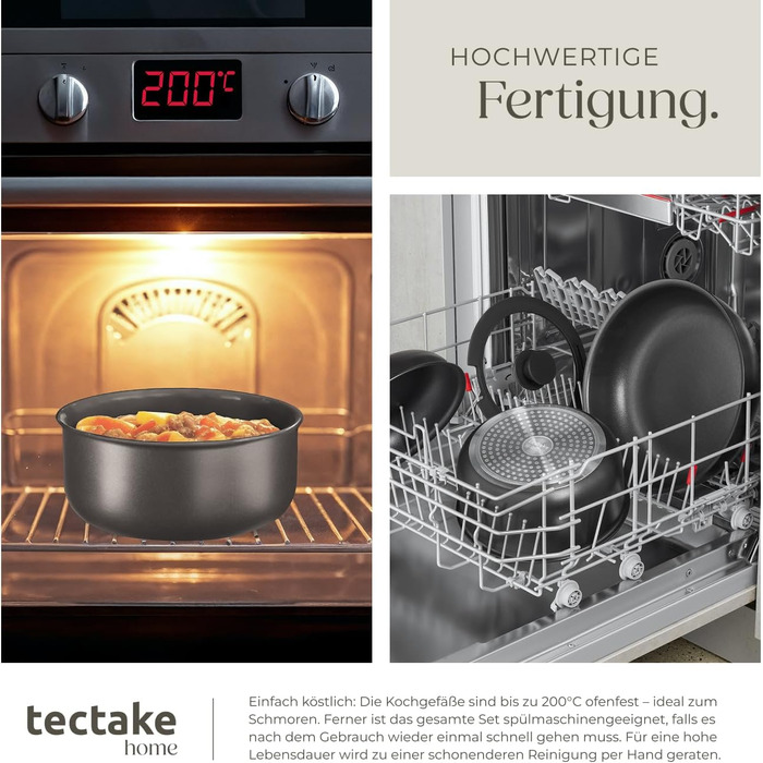 Набір посуду Tectake 17 предметів з антипригарним покриттям для індукційних плит: каструлі, сковороди та кришки