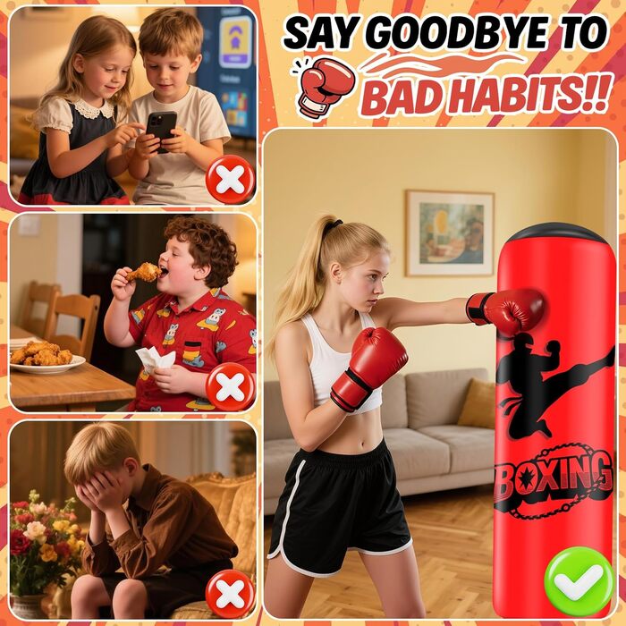 Дитячий боксерський мішок Ninonly Standbox 160см з рукавичками. Міцний PVC, для карате, тхеквондо. Подарунок для дітей 3-12 років