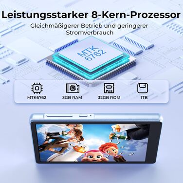 MP3 плеєр з Bluetooth та WiFi на 160 ГБ, 4.5-дюймовий сенсорний екран, підтримка Spotify (синій, 96ГБ)